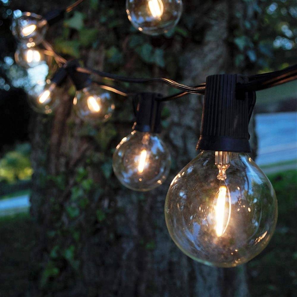 Outdoor Weatherproof 50ft 50l G50 Led Filament Globe Bulb String Lights Black Wire Light Led Light Bulbs