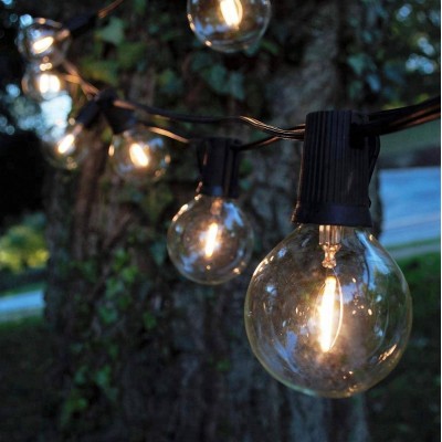 Outdoor Weatherproof 50ft 50l G50 Led Filament Globe Bulb String Lights Black Wire Light Led Light Bulbs